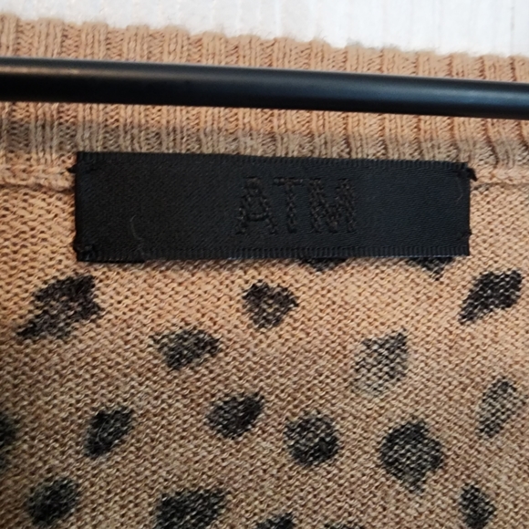 ATM Anthony Thomas Melilo Cotton & Cashmere Blend V-Neck Animal Print Sweater - Picture 12 of 13